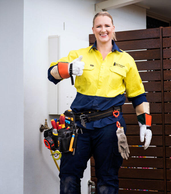 A person from point to point electrical uses lock jaw ladder grip